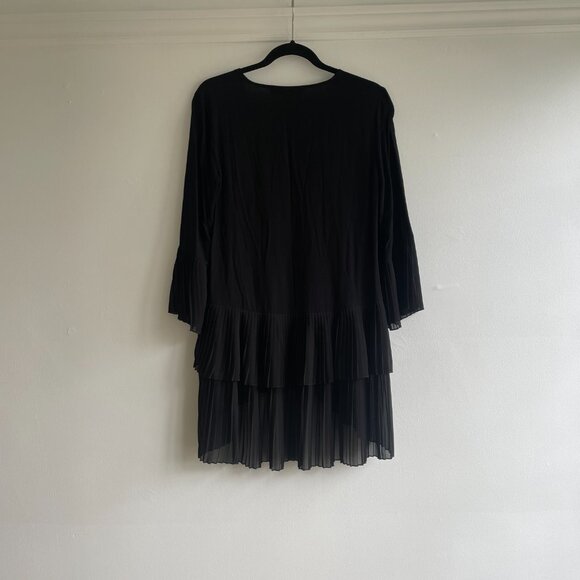 ZARA Pleated Blouse, Oversized, Black High Low Tunic Size XS - Picture 7 of 8
